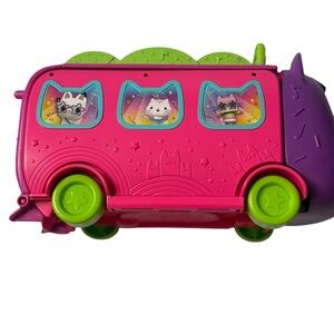 Gabby’s Dollhouse Party Bus Vehicle Only Pink Cat Bus Toy GUC